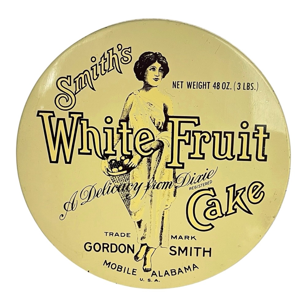 Smith's White Fruit Cake Tin Mobile Alabama 3 Lbs Empty A Delicacy from Dixie